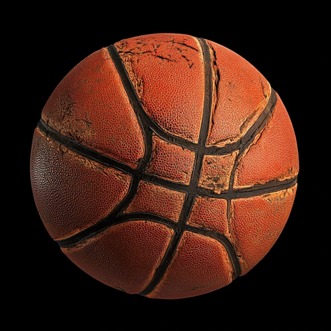 磨损篮球与专业灯光