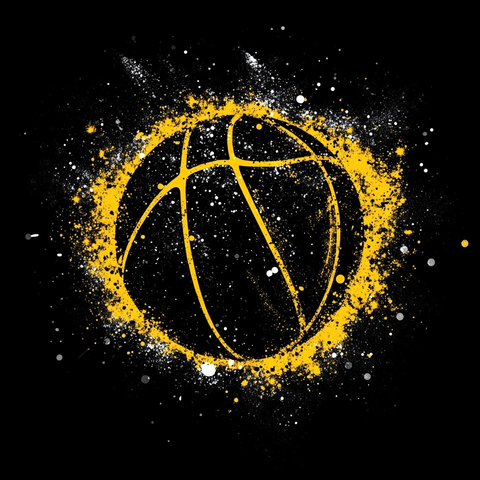 黑白篮球标志黄色火花