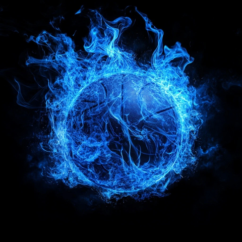 篮球火焰蓝焰燃烧
