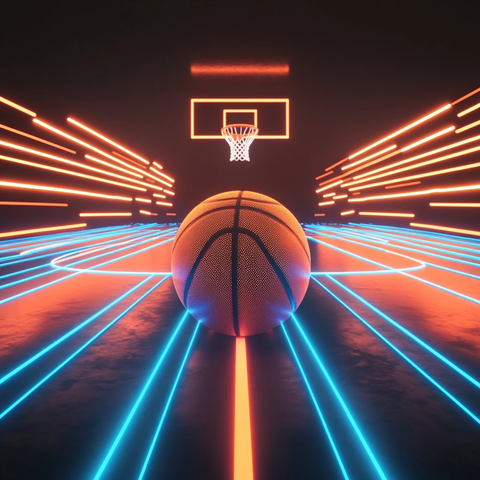 发光篮球场与篮球动感设计