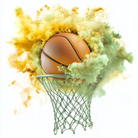 篮球网中彩色云爆炸