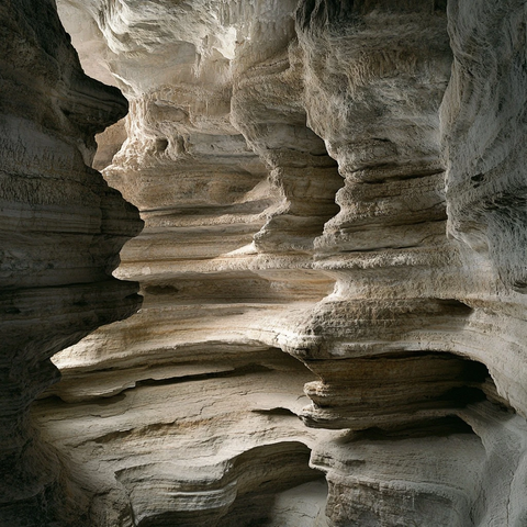 独特地质构造的岩石洞穴内部景象