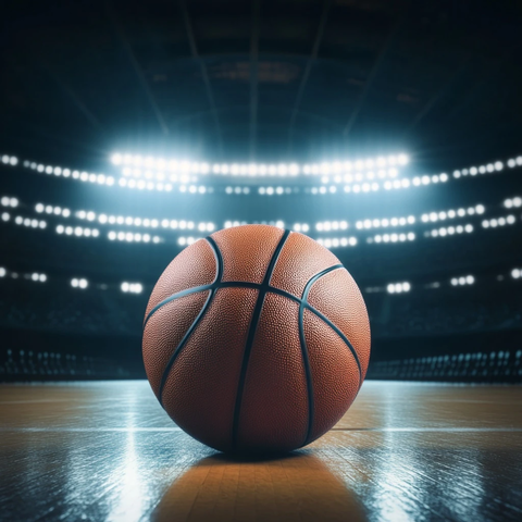 篮球静置球场灯光辉映