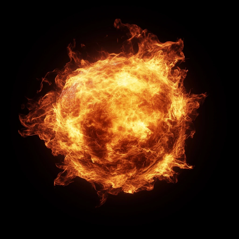 黑色背景中心火球