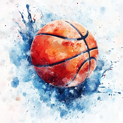 篮球运动水彩球类插画