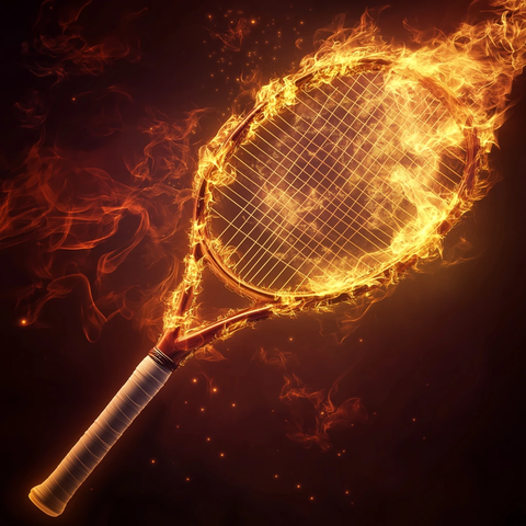 火焰构成的网球拍细节
