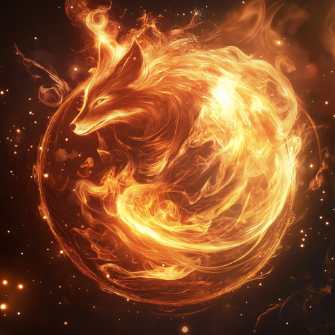 火焰狐影舞动神秘能量