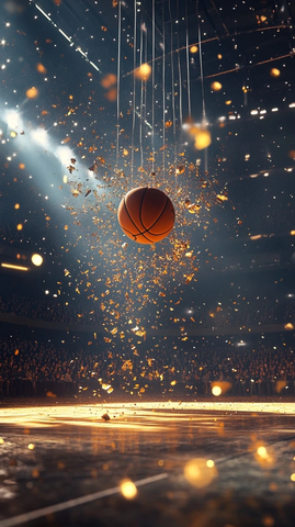 篮球赛场光芒四射瞬间