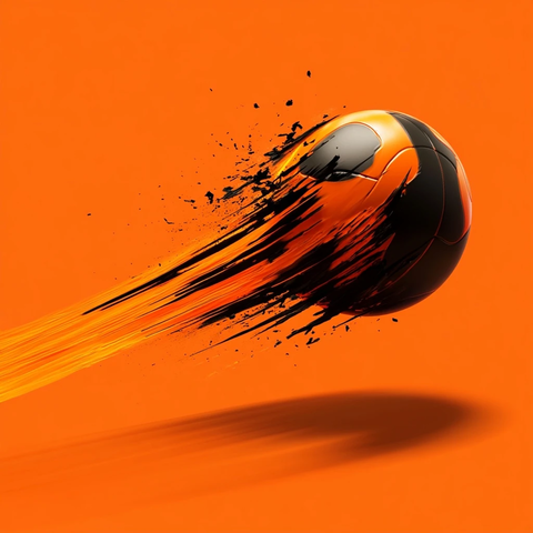 黑色手球在橙色背景上