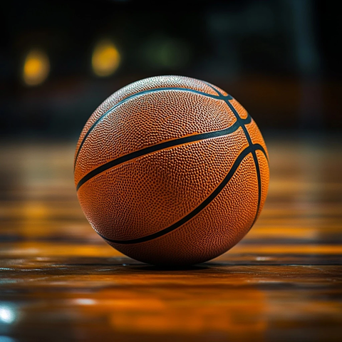 篮球静置木地板反射细节