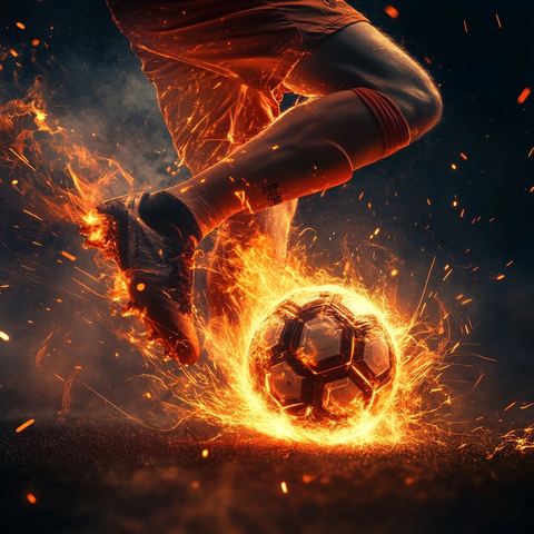 球员踢球火焰爆发瞬间