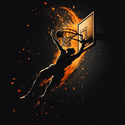 漫画角色阴影飞身扣篮