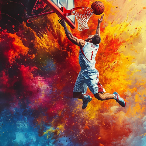 篮球飞跃彩色爆炸特效