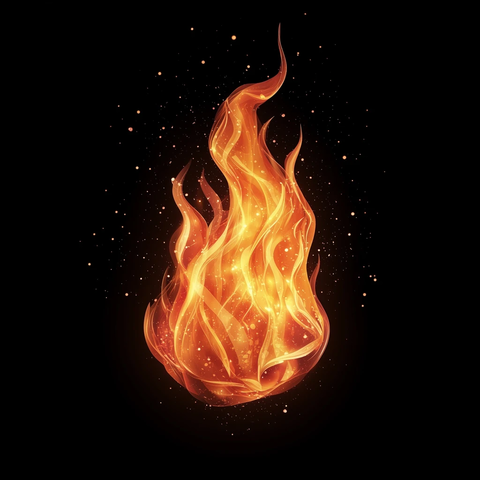 火焰燃烧在黑点上