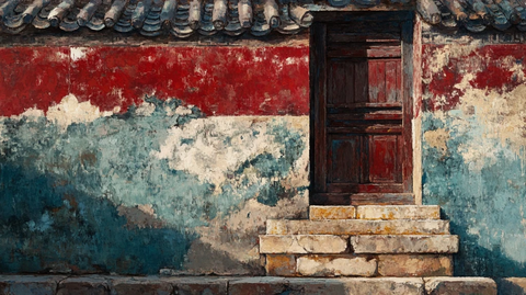 斑驳老墙旧门充满岁月痕迹的建筑