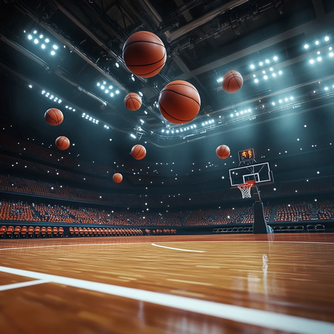 篮球场球雨倾斜视角