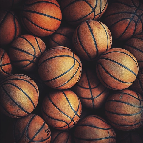 篮球堆叠复古风格展示