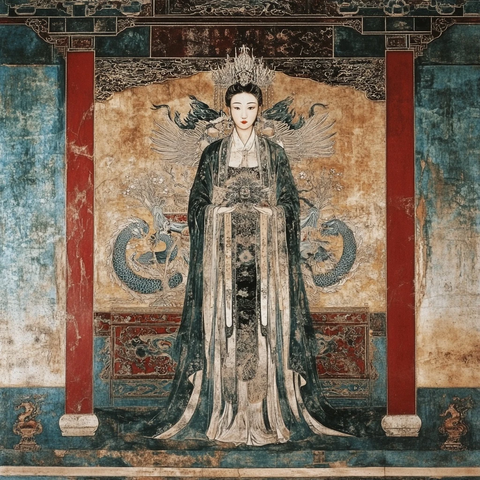 古代华丽服饰女子壁画形象