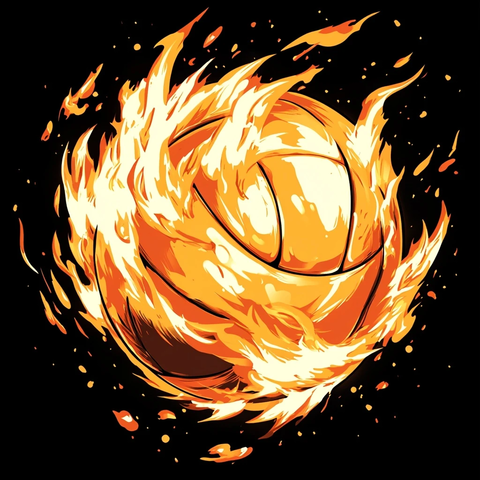 燃烧的排球动漫风格标志