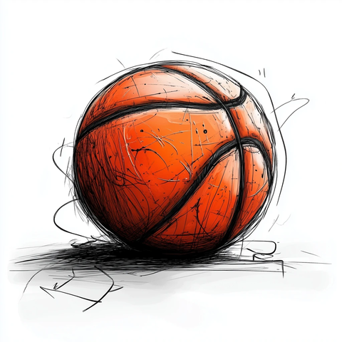 篮球连续线条漫画风格