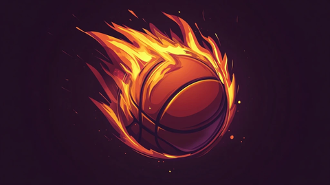 卡通篮球火焰扣篮