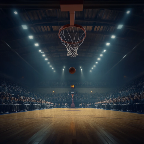 篮球飞向篮筐的瞬间