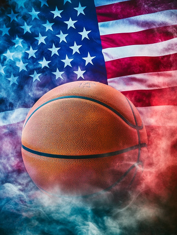 篮球烟雾背景国旗