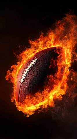 燃烧的橄榄球火焰环绕