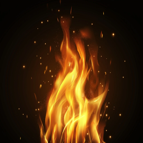 黑背景燃烧火焰火花