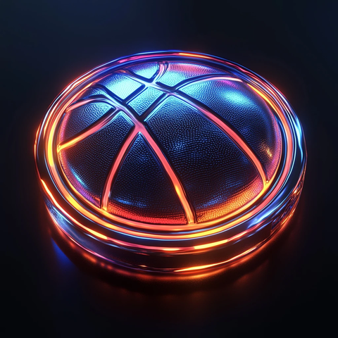 未来篮球筹码霓虹边框全息球