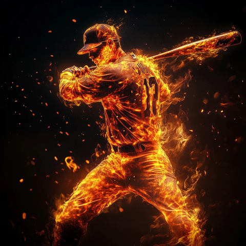 火焰覆盖棒球选手无脸姿态