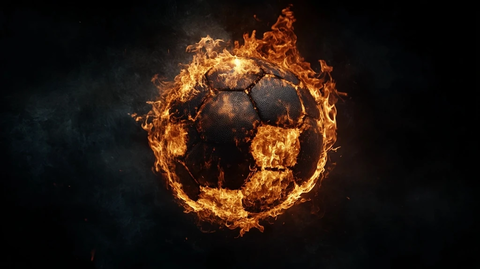足球燃烧黑色背景