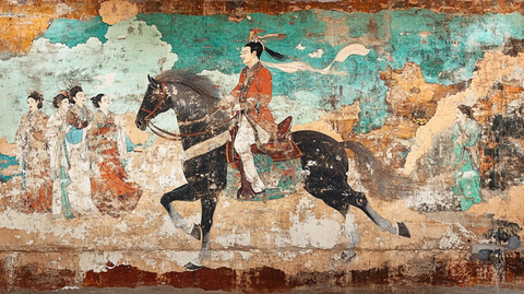 古代人物骑马壁画
