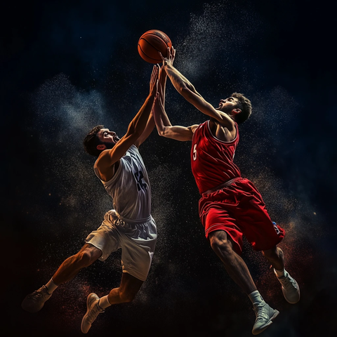 篮球球员争抢篮球