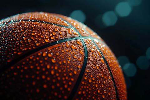 暗背景篮球高细节摄影
