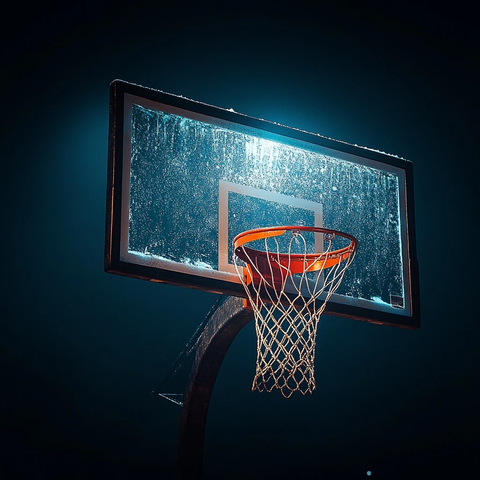 篮球架下投篮瞬间