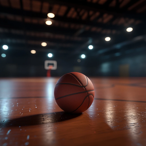 篮球场近距离投篮瞬间