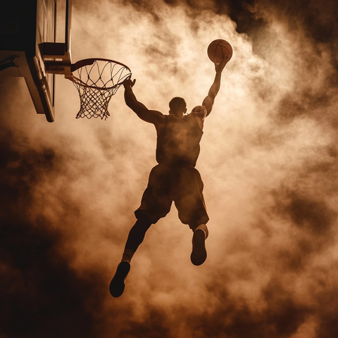 篮球球员跳跃扣篮瞬间