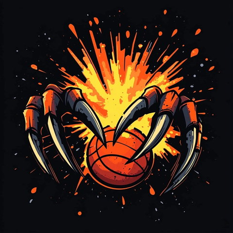 篮球飞出金属爪爆炸瞬间