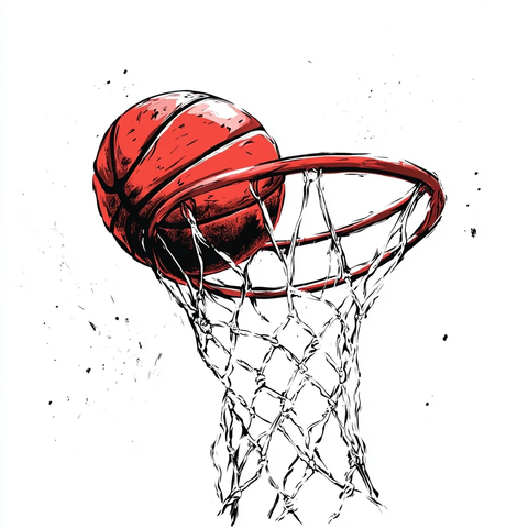 篮球穿过球网矢量设计