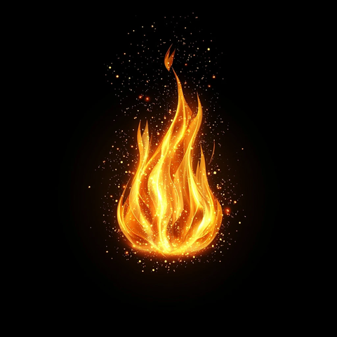 黑色背景燃烧火焰