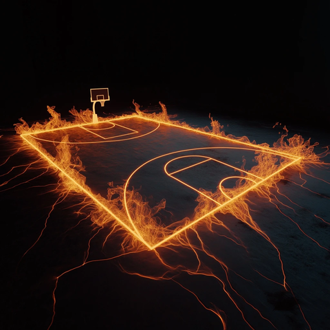 篮球场边缘火焰发光效果