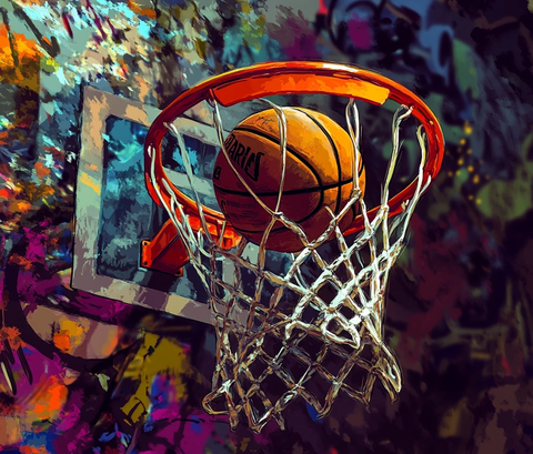 篮球入网街头艺术背景