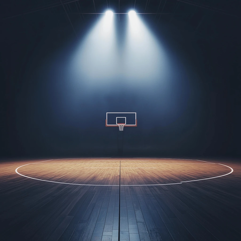 篮球场夜间灯光效果