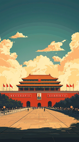 天安门全景图毛主席像庄严醒目