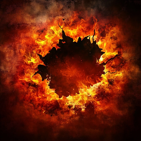 火焰背景污垢边缘中心裂洞