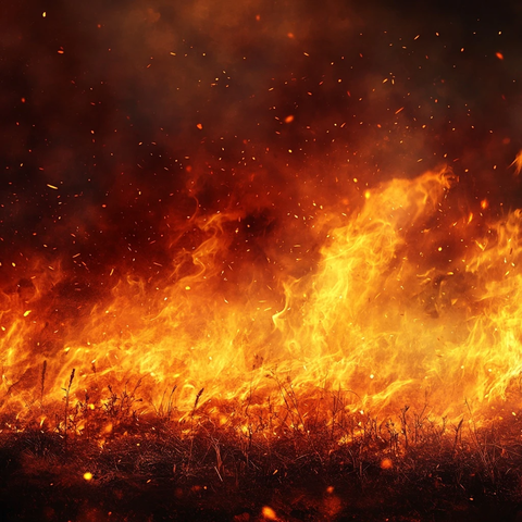 背景两侧燃烧火焰