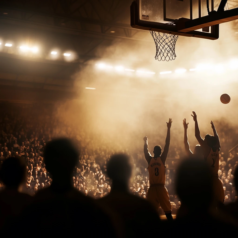 篮球比赛观众观看投篮