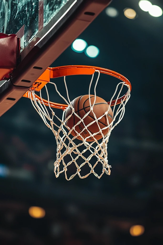 篮球空中飞向篮筐