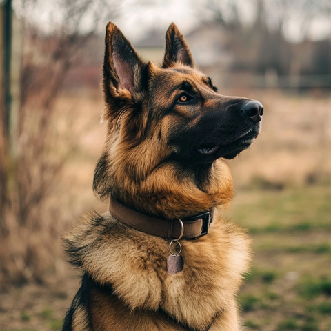 训练场上的狗带项圈